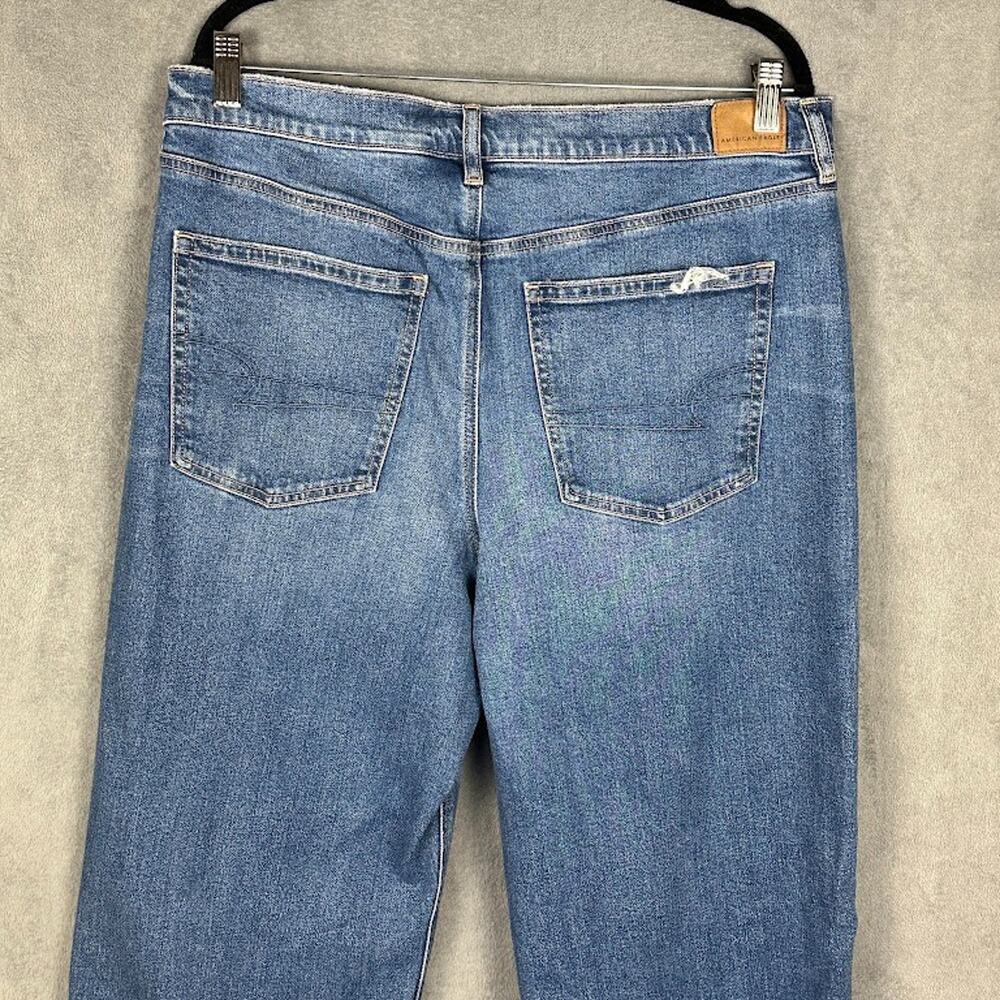 American Eagle Jeans Womens 14 Short Blue Super High Rise Baggy Straight - Picture 4 of 13
